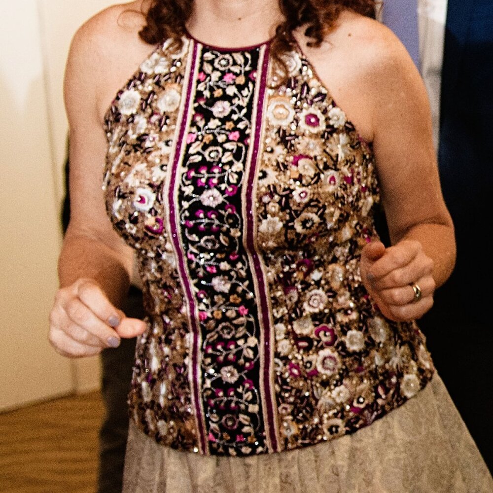 CAROLINA HERRERA Sequin Floral Halter Top - 4